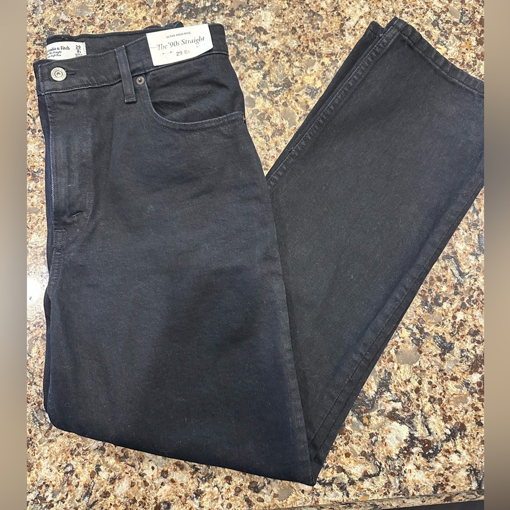 Abercrombie & Fitch Black Straight Leg Jeans 29 Short